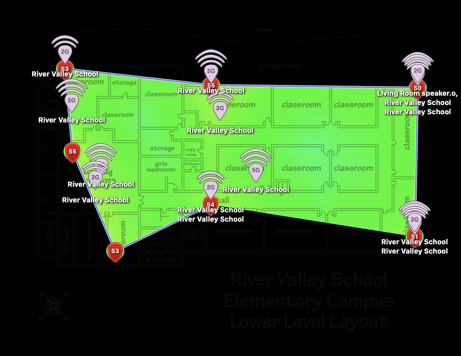 Lower Level signal-to-noise ratio heatmap, post-installation