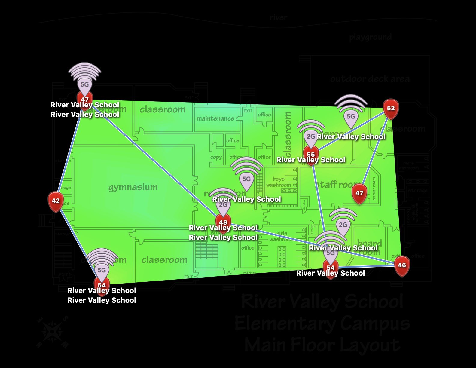 Main Floor signal-to-noise ratio heatmap, post-installation