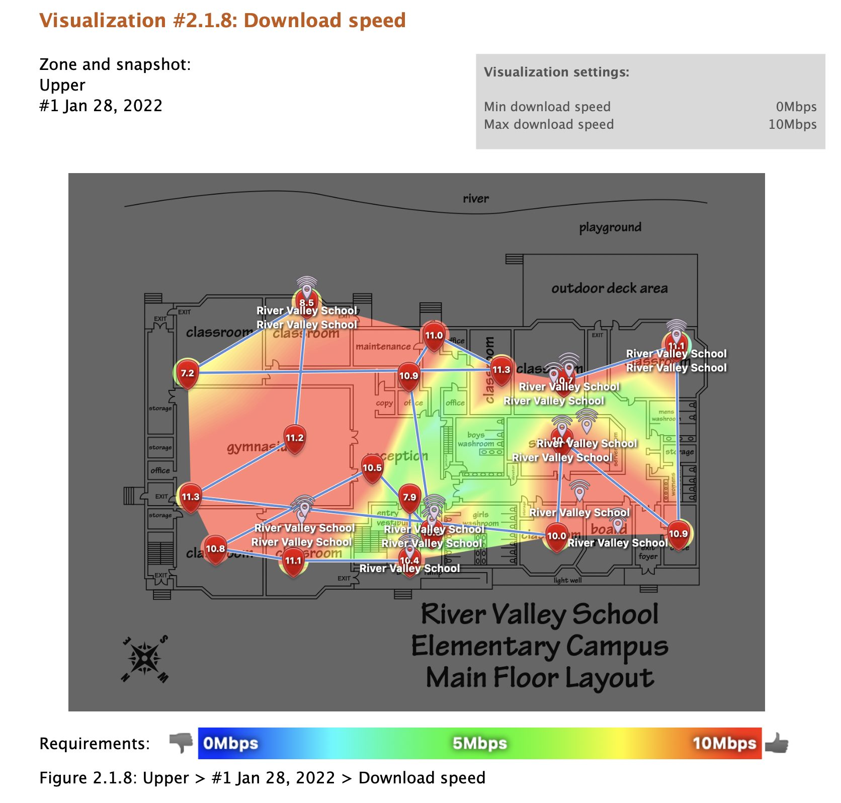 Pre-installation wireless signal assessment showing coverage gaps